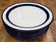 Set of 8 Noritake Stoneware FJORD Blue Stripe - Dinner Plates Plate Set