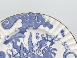 Set of (8) Royal Worcester BLUE DRAGON Fluted 10.5 Bone China Dinner Plates