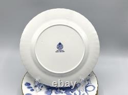 Set of (8) Royal Worcester BLUE DRAGON Fluted 10.5 Bone China Dinner Plates