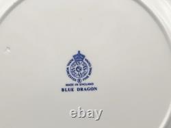 Set of (8) Royal Worcester BLUE DRAGON Fluted 10.5 Bone China Dinner Plates