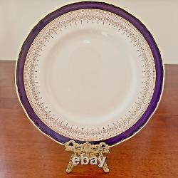 Set of 8 Royal Worcester Regency Blue Dinner Plate 10 7/8 Made in England