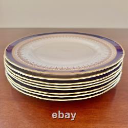 Set of 8 Royal Worcester Regency Blue Dinner Plate 10 7/8 Made in England