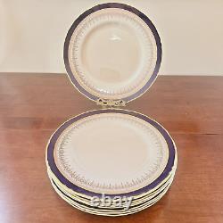 Set of 8 Royal Worcester Regency Blue Dinner Plate 10 7/8 Made in England