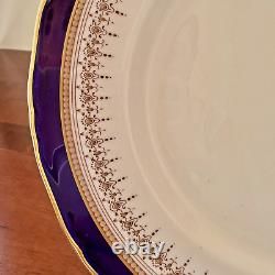 Set of 8 Royal Worcester Regency Blue Dinner Plate 10 7/8 Made in England