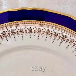 Set of 8 Royal Worcester Regency Blue Dinner Plate 10 7/8 Made in England