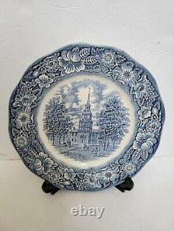 Set of 8 STAFFORDSHIRE Ironstone Liberty Blue Dinner Plates 4 UNUSED