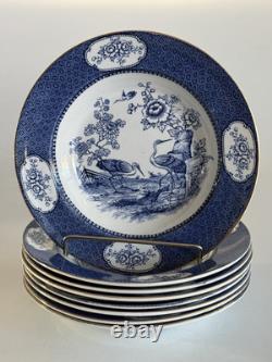 Set of 8 S. W Dean Burslem STORKS England c1910 9.75 Dinner Plate Antique