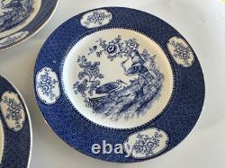 Set of 8 S. W Dean Burslem STORKS England c1910 9.75 Dinner Plate Antique