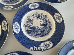 Set of 8 S. W Dean Burslem STORKS England c1910 9.75 Dinner Plate Antique