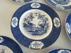 Set of 8 S. W Dean Burslem STORKS England c1910 9.75 Dinner Plate Antique