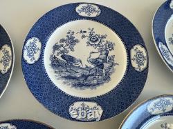 Set of 8 S. W Dean Burslem STORKS England c1910 9.75 Dinner Plate Antique