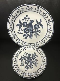 Set of 8 Tognana Collector Plate Blue Birds -4 Dinner Plates 4 Salad Italy