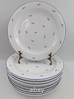 Set of 8 White with Blue Flowers Dinner Plates / Chargers 12 WS Made in Hungary