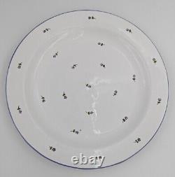 Set of 8 White with Blue Flowers Dinner Plates / Chargers 12 WS Made in Hungary