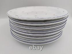 Set of 8 White with Blue Flowers Dinner Plates / Chargers 12 WS Made in Hungary