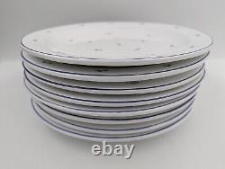 Set of 8 White with Blue Flowers Dinner Plates / Chargers 12 WS Made in Hungary