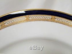 Set of 9 Copelands China for Tiffany Co Dinner Plate Gilt Cobalt Blue Banded Rim