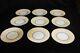Set of 9 Minton English Cheviot 10.5 Dinner Plates Tan with Blue Flowers S573