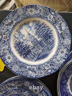 Set of 9 STAFFORDSHIRE Ironstone Liberty Blue Dinner Plates 5 UNUSED
