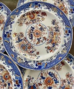 Set of 9 Spode Imari Stone China Dinner Plates 2086 Regency 1805-1830 Very Rare