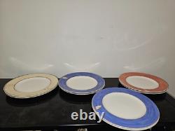 Set of EIGHT Wedgwood Sarah's Garden Dinner Plates 11 1/8 Blue Red Yellow
