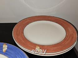 Set of EIGHT Wedgwood Sarah's Garden Dinner Plates 11 1/8 Blue Red Yellow