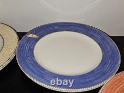 Set of EIGHT Wedgwood Sarah's Garden Dinner Plates 11 1/8 Blue Red Yellow