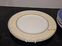 Set of EIGHT Wedgwood Sarah's Garden Dinner Plates 11 1/8 Blue Red Yellow