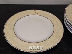 Set of EIGHT Wedgwood Sarah's Garden Dinner Plates 11 1/8 Blue Red Yellow