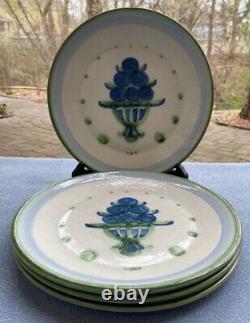 Set of FOUR Hadley Pottery Bouquet Blueberry 11 Inch Dinner Plates