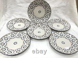 Set of Six (6) THOMAS O' BRIEN VINTAGE MODERN BLUE 11 1/4 Deep Dinner Plates