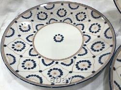 Set of Six (6) THOMAS O' BRIEN VINTAGE MODERN BLUE 11 1/4 Deep Dinner Plates