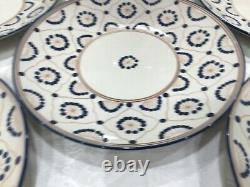 Set of Six (6) THOMAS O' BRIEN VINTAGE MODERN BLUE 11 1/4 Deep Dinner Plates