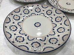 Set of Six (6) THOMAS O' BRIEN VINTAGE MODERN BLUE 11 1/4 Deep Dinner Plates