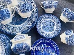 Set of Staffordshire LIBERTY BLUE Ironstone Independence Hall Dinnerware