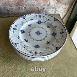 Set of six Johnson Brothers of England blue Denmark pattern dinner plates