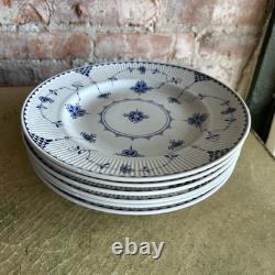 Set of six Johnson Brothers of England blue Denmark pattern dinner plates