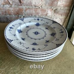 Set of six Johnson Brothers of England blue Denmark pattern dinner plates