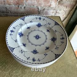 Set of six Johnson Brothers of England blue Denmark pattern dinner plates