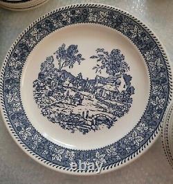 Setting Of 8 Homer Laughlin Shakespeare Country Blue, And Creamer/sugar, Platt