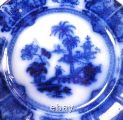 Shapoo Dinner Plate Flow Blue T & R Boote 9.5 in Antique 1842