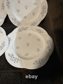 Shelley Blue Rock Dainty Dinner Plate(s) Lot of 4
