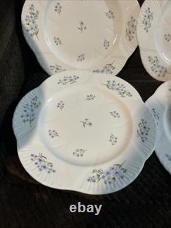 Shelley Blue Rock Dainty Dinner Plate(s) Lot of 4