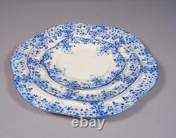 Shelley Dainty Blue DINNER set for 8 Gold Salad Bread Plate Blue Bone China