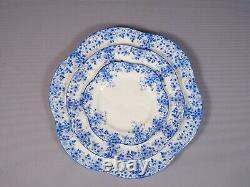 Shelley Dainty Blue DINNER set for 8 Gold Salad Bread Plate Blue Bone China