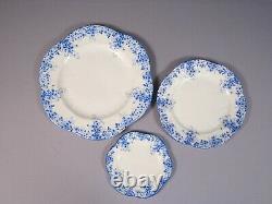 Shelley Dainty Blue DINNER set for 8 Gold Salad Bread Plate Blue Bone China