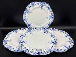 Shelley Dainty Blue Dinner Plates (Set of 4) Bone China England