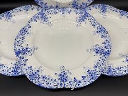 Shelley Dainty Blue Dinner Plates (Set of 4) Bone China England