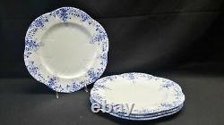 Shelley Dainty Blue Set of 4 Dinner Plates England Bone China