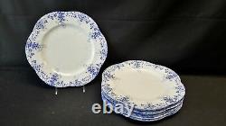 Shelley Dainty Blue Set of 8 Large Dinner Plates England Bone China